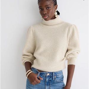 Jcrew Cropped puff-sleeve turtleneck sweater